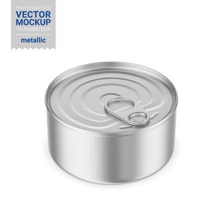 Gray metallic tin can mockup. Vector illustration.のイラスト素材