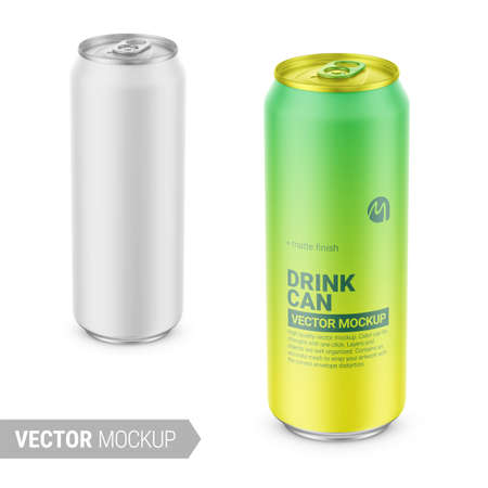 White matte drink can mockup. Vector illustration.のイラスト素材