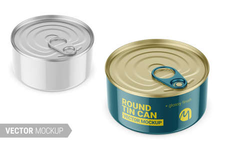 White matte tin can mockup. Vector illustration.のイラスト素材