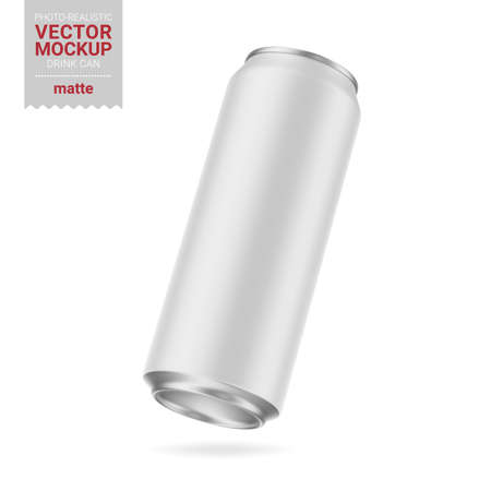 White matte drink can mockup. Vector illustration.のイラスト素材