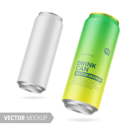 White matte drink can mockup. Vector illustration.のイラスト素材