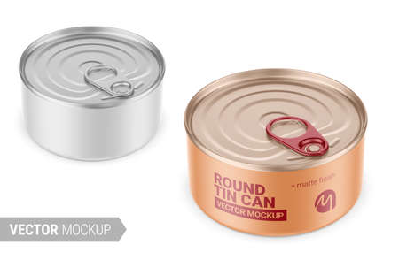 White matte tin can mockup. Vector illustration.のイラスト素材