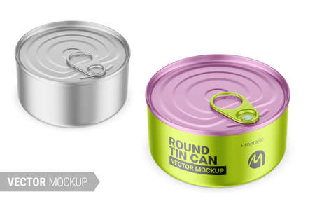 Gray metallic tin can mockup. Vector illustration.のイラスト素材