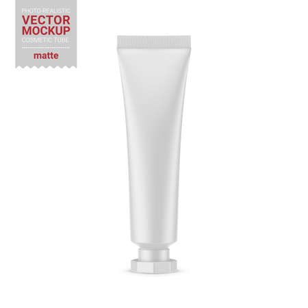 White matte plastic cosmetic tube mockup. Vector illustration.のイラスト素材