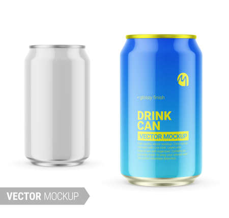 White glossy tin can mockup. Vector illustration.のイラスト素材