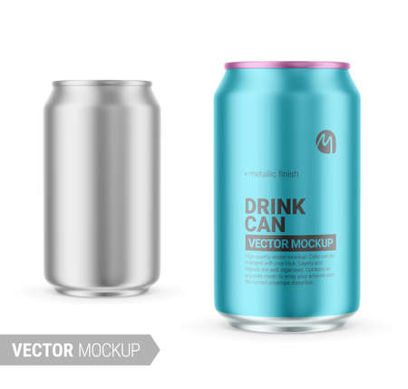 Metallic tin can mockup. Vector illustration.のイラスト素材