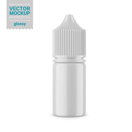 White glossy dropper bottle vector mockup illustration.のイラスト素材