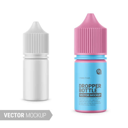 White matte dropper bottle vector mockup illustration.のイラスト素材