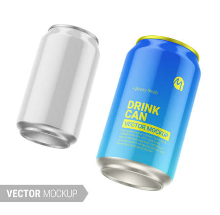 White glossy tin can mockup. Vector illustration.のイラスト素材