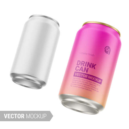 White matte tin can mockup. Vector illustration.のイラスト素材