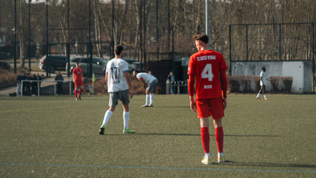 Players from Berliner AK 07 and FC Anker Wismar during a football match on March 7, 2026 in Wismar, Germany.