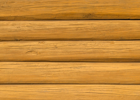 Wooden log wall.