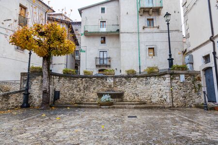 Villetta Barrea, Abruzzo, Italy. 13 October 2017. Small square near Villetta Barreaの写真素材