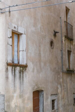 Villetta Barrea, Abruzzo, Italy. October 13, 2017. Photo documentation in the snowfall at the center of the countryの写真素材