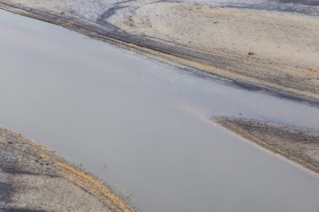 Lake of Barrea, Abruzzo, Italy. October 13, 2017. Overview of Lake Barrea in dry part