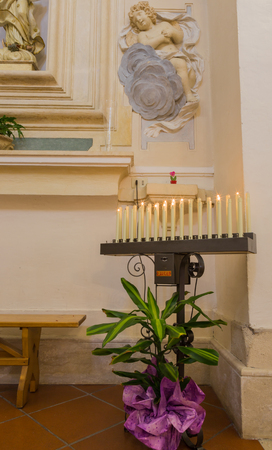 Pescasseroli, Abruzzo, Italy. October 13, 2017. Church of the Blessed Virgin Mary of Mount Carmel which was instituted to commemorate the Marian apparition that English presbyter Simone Stock claimed to be on July 16, 1251のeditorial素材