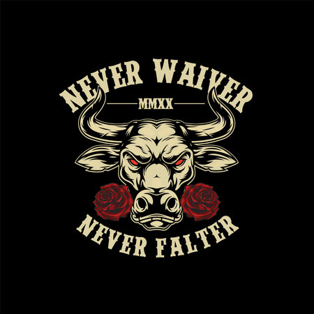 bull head illustration design for t-shirt and jacket screen printingのイラスト素材