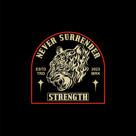 T-SHIRT DESIGN WITH A FIERCE TIGER ILLUSTRATIONのイラスト素材