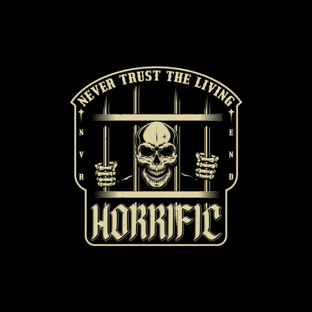 T-SHIRT DESIGN WITH AN ILLUSTRATION OF A SKULL IN PRISONのイラスト素材