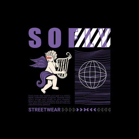 designs in the style of little angels with wings suitable for t-shirt screen printingのイラスト素材