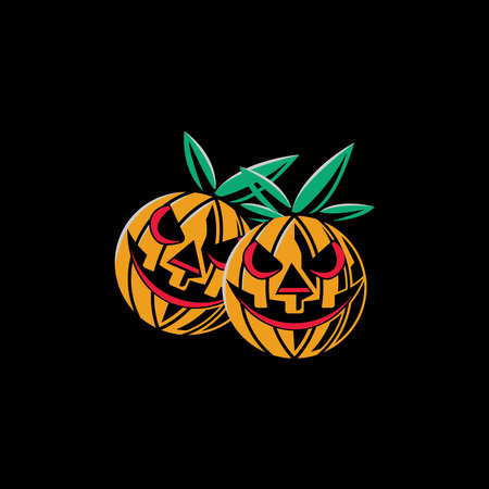 Halloween pumpkin icon. Vector illustration on black background. Design element.のイラスト素材