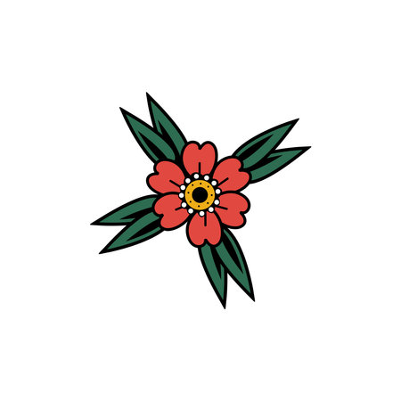cute flower with leafs decorative icon vector illustraton designのイラスト素材