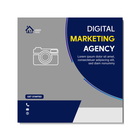 Digital marketing agency brochure design template. Editable vector illustration.のイラスト素材