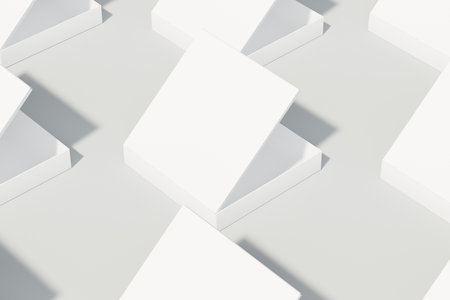 3d render of a white box on a white background with shadowsの写真素材