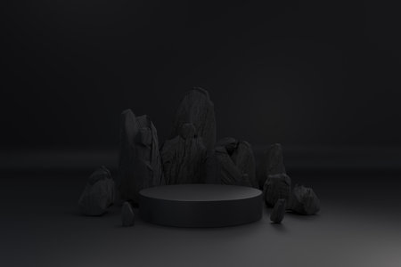 3d render, abstract background with marble podium.の写真素材