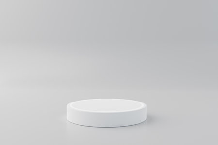 White round podium on white background. 3d rendering. Mock up.の写真素材