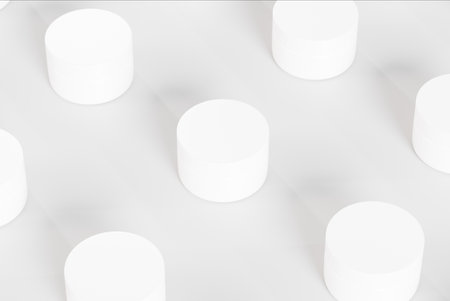 White cosmetic jar mockup isolated on white background. 3d renderingの写真素材