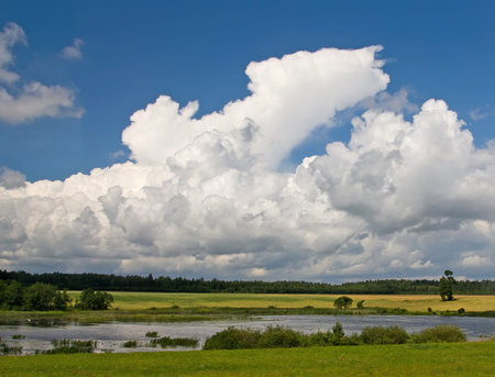 summer land sky horizonの写真素材