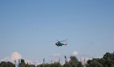 helicopter in the sky air showの写真素材