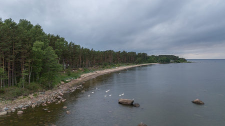 Roja Latvia Baltic Sea Seaside Aerial drone top viewの写真素材
