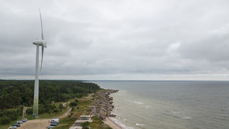 Liepaja Latvia Baltic Sea Seaside Aerial drone top viewの写真素材