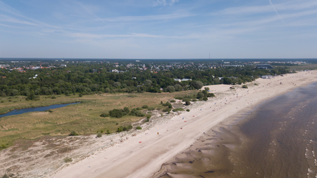 Parnu Estonia  Baltic Sea Seaside Aerial drone top viewの写真素材