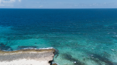 sea beach coast Bonaire island Caribbean sea aerial drone topの写真素材