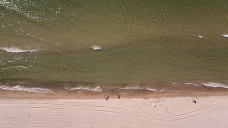 Baltic Sea coast beach Ventspils Kurzeme aerial drone top view