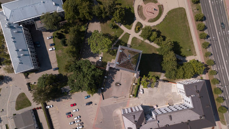 Aerial view of Jelgava city Latvia Zemgale drone top view