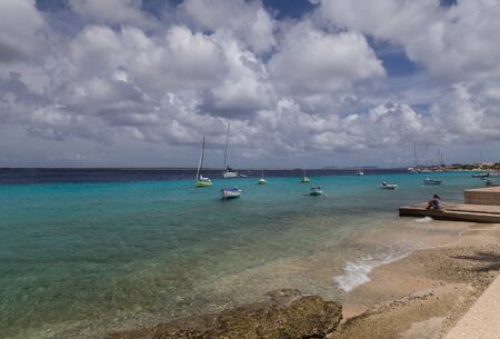 sea beach coast tropical Bonaire island Caribbean seaの写真素材