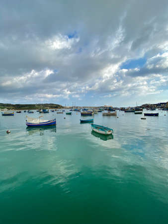 Marsaxlokk fishing village Malta country island Mediterranean Sea landscape travel picturesのeditorial素材