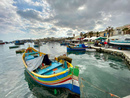Marsaxlokk fishing village Malta country island Mediterranean Sea landscape travel picturesのeditorial素材