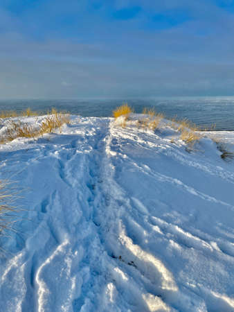 Baltic Sea winter coast beach Daugavgriva Latviaの写真素材