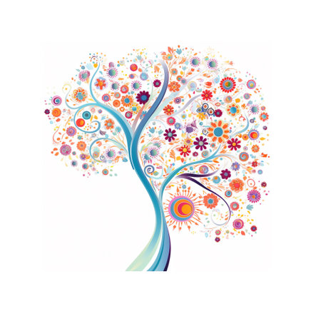 Beautiful art tree isolated on white background. Artistic illustration for your designの素材