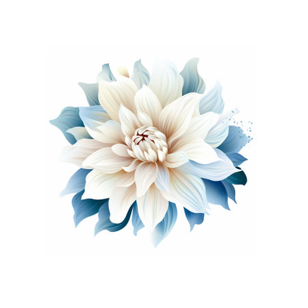 Vector illustration of a beautiful blue and white dahlia flower.の素材