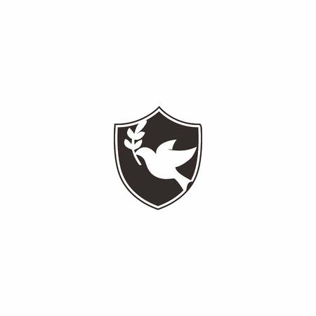 A dove  carrying a leaf emblem Logo Icon, isolatedのイラスト素材