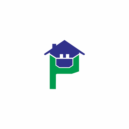 P Letter Home Logo Vectorのイラスト素材