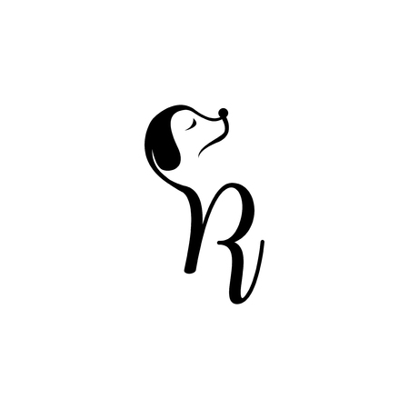 R Letter and Dog Logoのイラスト素材