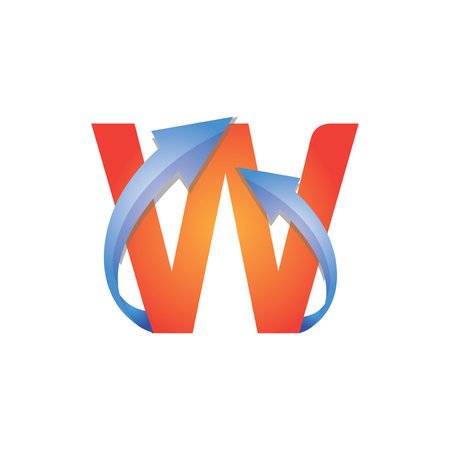 W Letter Arrow Logo Elementの写真素材