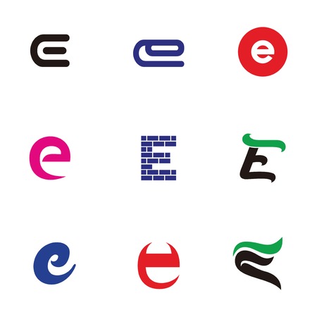Set of letter logo design template elements collection of vector letter E logoのイラスト素材
